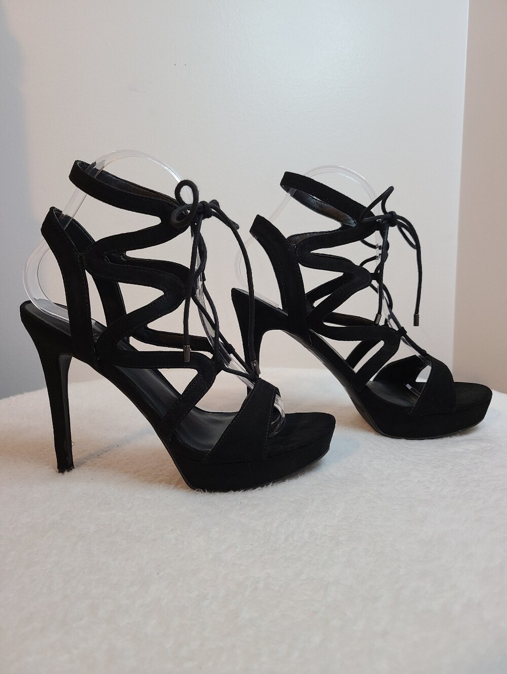 Y2K GUESS Aurela3 Suede Strappy Lace-up Platform Heels Size 6.5